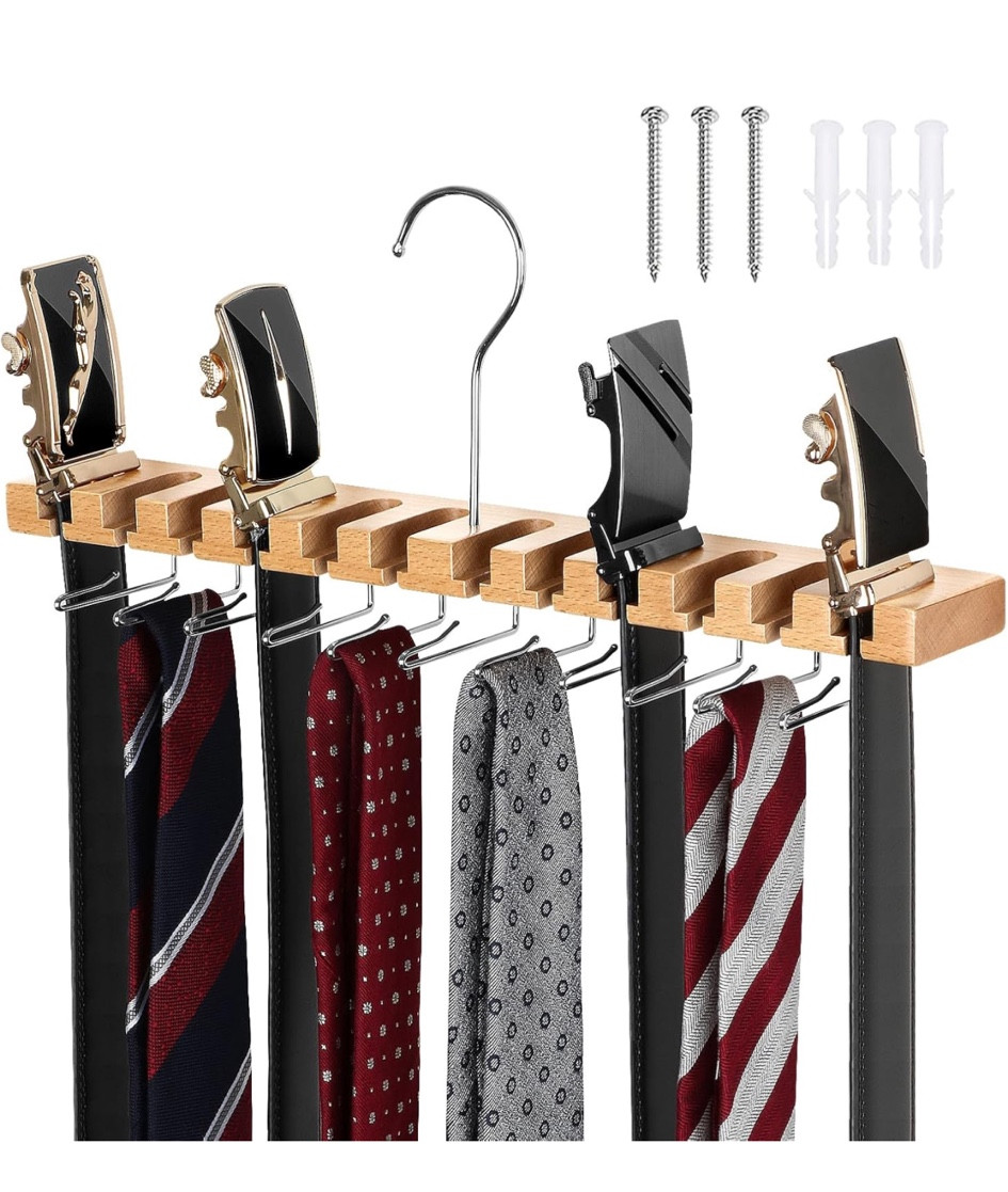 Wooden Tie Rack Tie Hanger 23 Storage, Belt Hanger for Closet 2 in 1 Wooden Wall Mount 12 Belts Rack + 11 Ties Organizer, Belt Rack w/ 360° Swivel Hook, Tie and Belt Organizer Display Presentfor Men
100+ bought in past month

#LTKHome #LTKSummerSales #LTKStyleTip