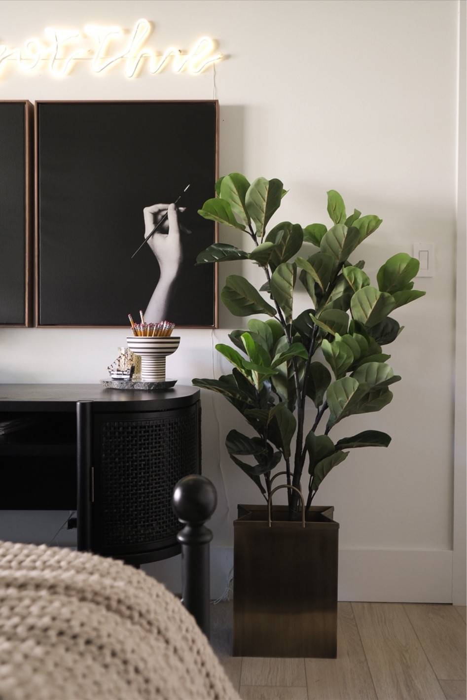 Shopping bag waste bin! Perfect gift for the girl who has it all! #meandmrjones 
Faux fiddle leaf
Home office decor 

#LTKhome #LTKGiftGuide #LTKHoliday