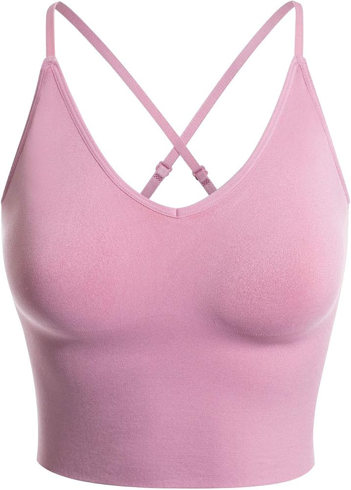 Design by Olivia Women's Longline Sports Bra Padded Workout Yoga Tank Top Gym Running Fitness Cro... | Amazon (US)