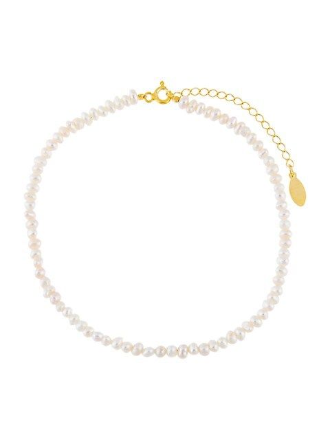 14K Gold-Plated & 4MM Freshwater Pearl Anklet | Saks Fifth Avenue