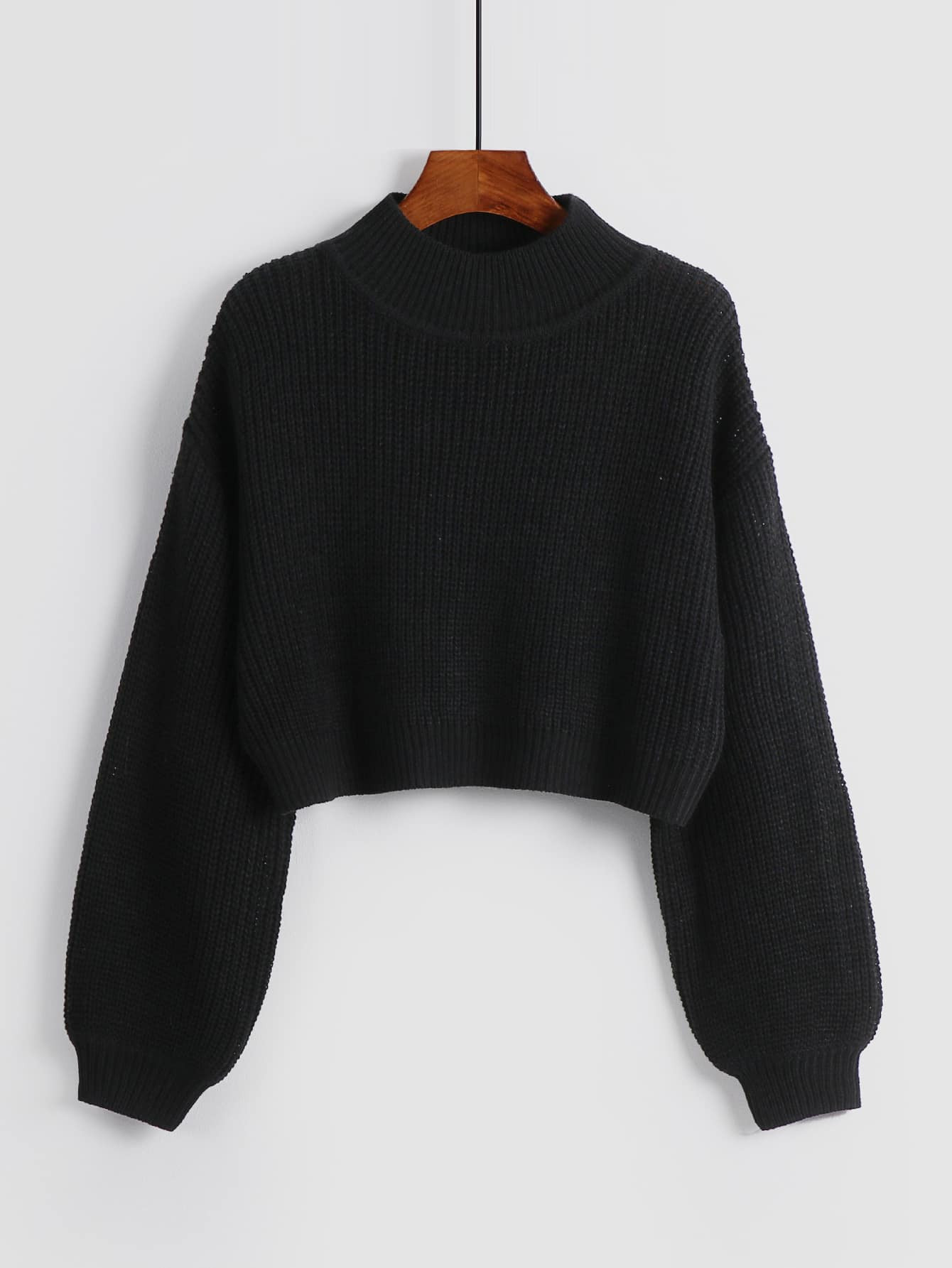 Solid Ribbed Knit Drop Shoulder Sweater | SHEIN
