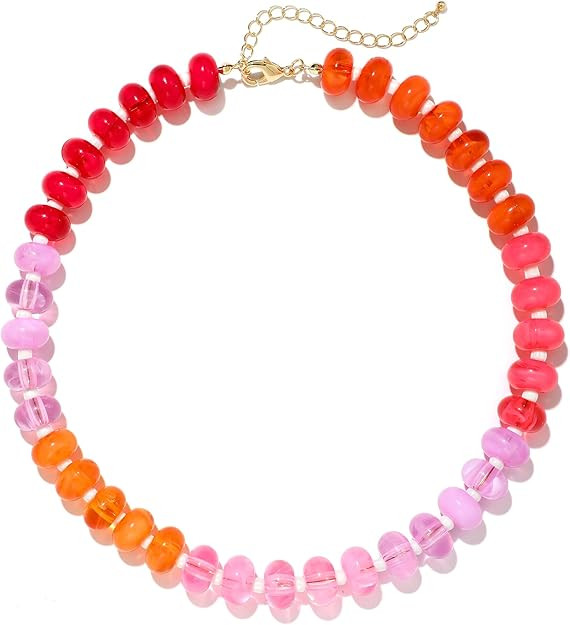Colorful Chunky Necklaces For Women Acrylic Beaded Necklaces Summer Boho Choker Necklace Fashion ... | Amazon (US)