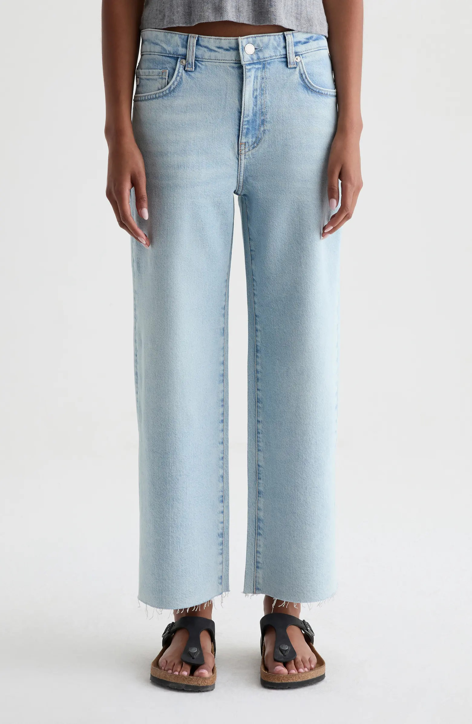 AG Saige Raw Hem Ankle Wide Leg Jeans | Nordstrom | Nordstrom
