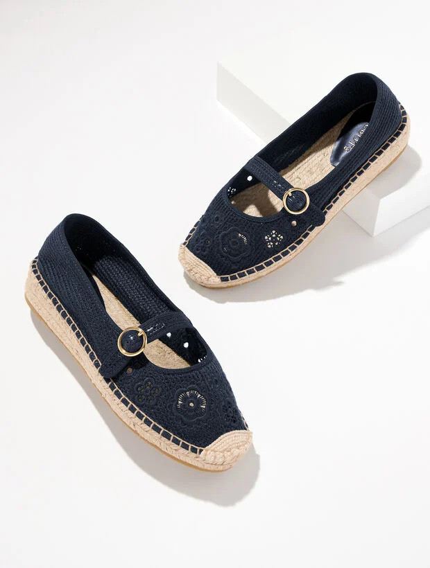 Iva Mary Jane Espadrille Flats - Floral Crochet | Talbots