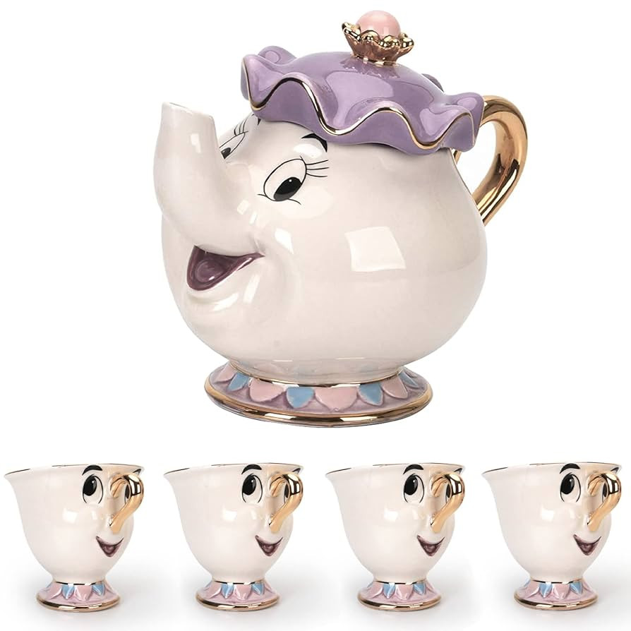 GZHaiTuoSi Cartoon New Beauty And The Beast Teapot Mug Mrs Potts Chip Tea Pot Cup One Set Lovely ... | Amazon (US)