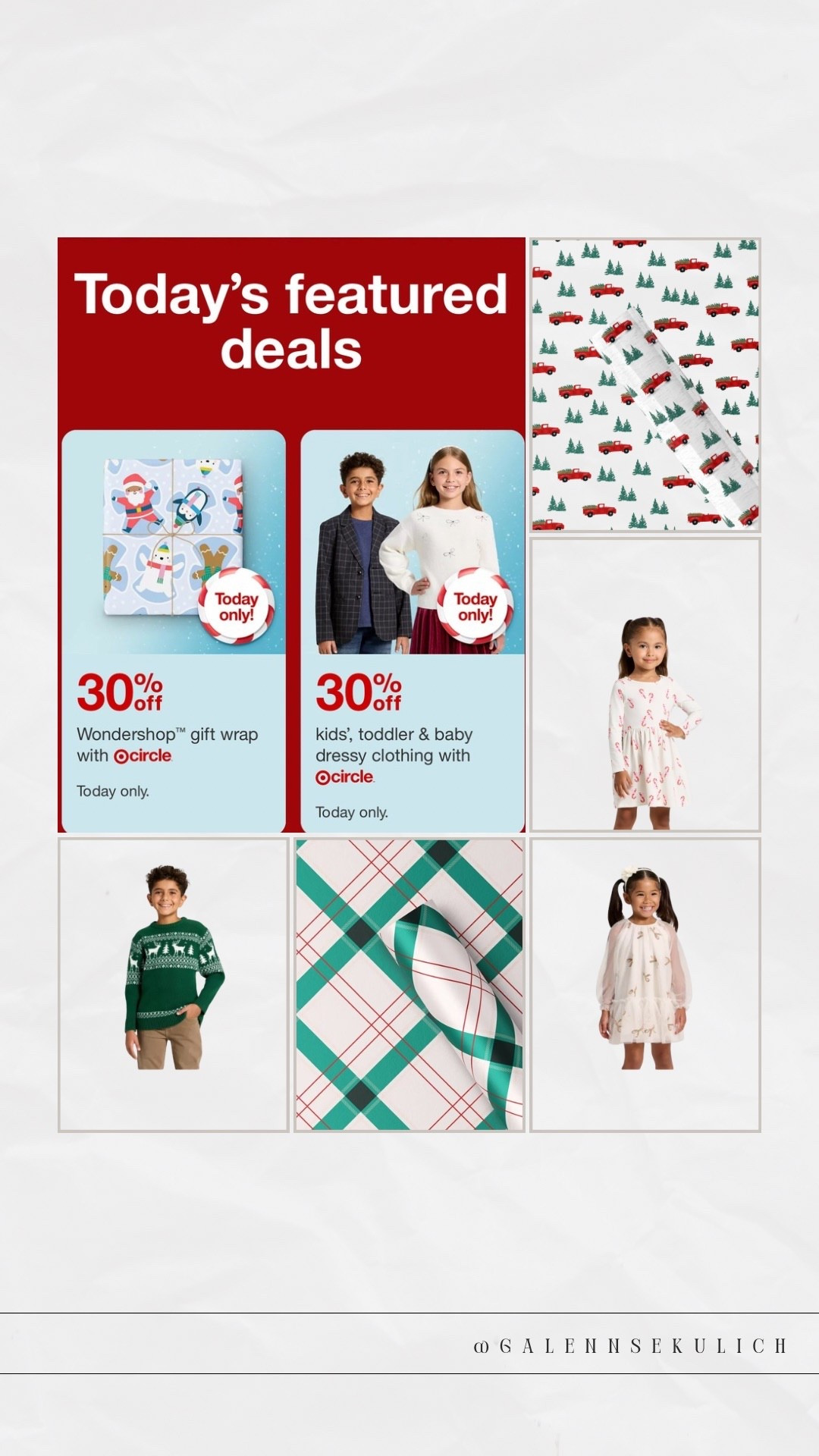Shop target deals! 30% off kids and baby holiday clothing! Affordable finds! 30% off wrapping paper 

#LTKGiftGuide #LTKHoliday #LTKSaleAlert