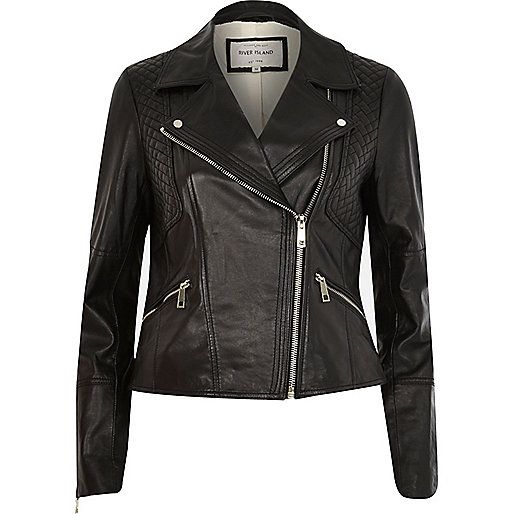 http://www.riverisland.com/women/coats--jackets/biker-jackets/black-leather-fitted-biker-jacket-6719 | River Island (UK & IE)
