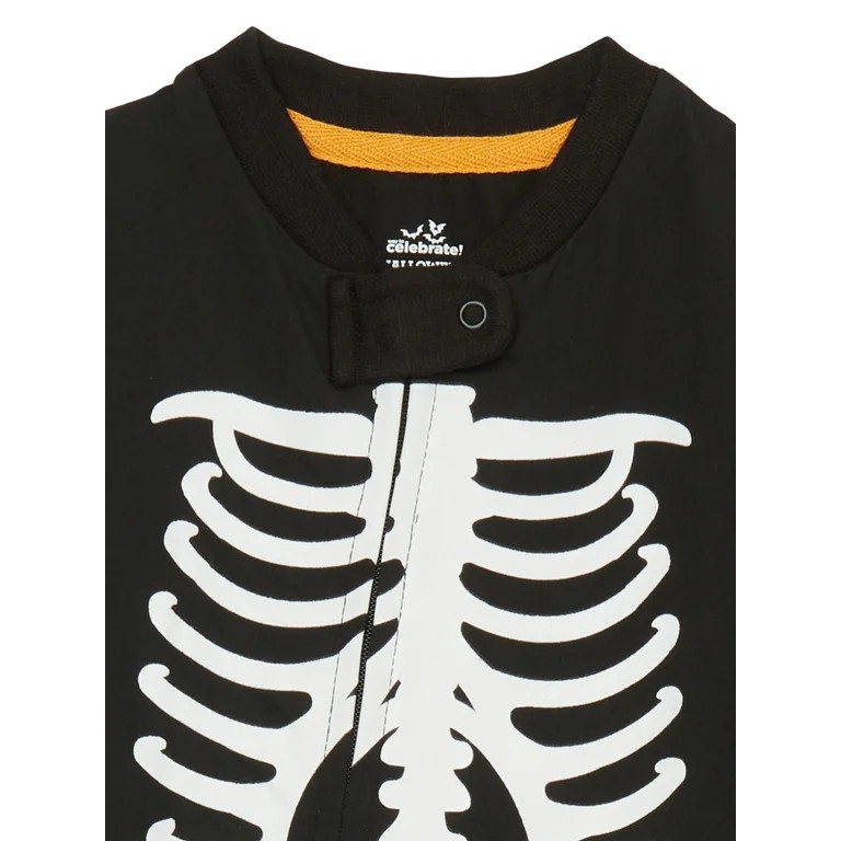 Way To Celebrate Infants Glow In The Dark Halloween Skeleton One-Piece Sleeper, Sizes 6-18 Months | Walmart (US)