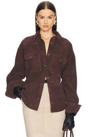 Helsa Suede Overshirt in Chocolate Brown from Revolve.com | Revolve Clothing (Global)