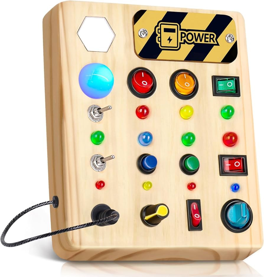 HONGDDY Busy Board Montessori Toys for Toddler, Wooden Sensory Board Switch Toy with Shape Sorter... | Amazon (US)