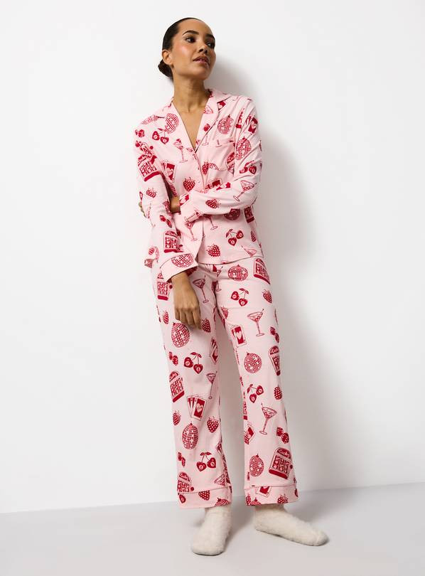 Pink Casino Print Traditional Pyjamas S | Tu Clothing