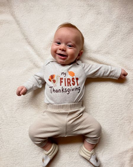 The cutest outfit for baby’s first Thanksgiving! The bum of the pants is also so cute! 
.
.
.
.
Baby outfit - baby onesie - baby bodysuit - thanksgiving outfit - thanksgiving baby outfit - family thanksgiving 

#LTKbaby #LTKSeasonal #LTKkids