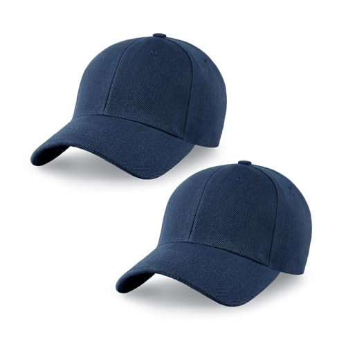 2-Pack Classic Structured Baseball Cap Adjustable Snapback Multipack Ball Caps for Custom Embroidery Running Workouts Outdoor (Navy, 2) | Amazon (US)