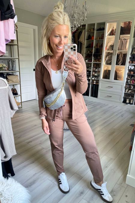 Just found my new fav athleisure outfit!!!!!! Love the color and fit!!
Tank XS/S
Zip jacket small
Pants small petite (I’m 5’4”)
Shoes TTS 

#LTKfitness #LTKfindsunder50 #LTKstyletip