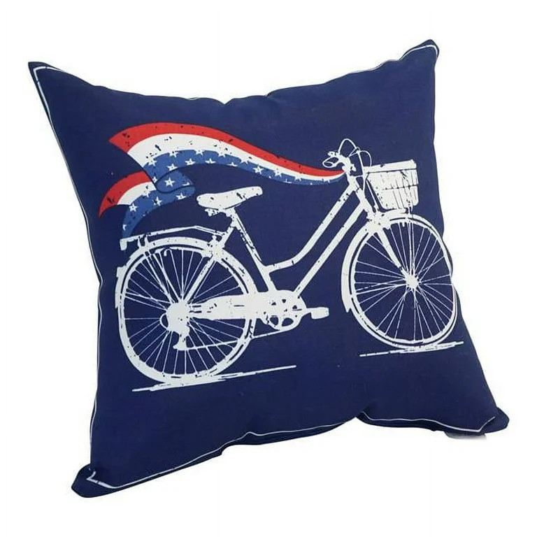 Blazing Needles CO-JO18-DS-05-S1 Spun Polyester Outdoor Throw Pillows, Patriotic Bike | Walmart (US)