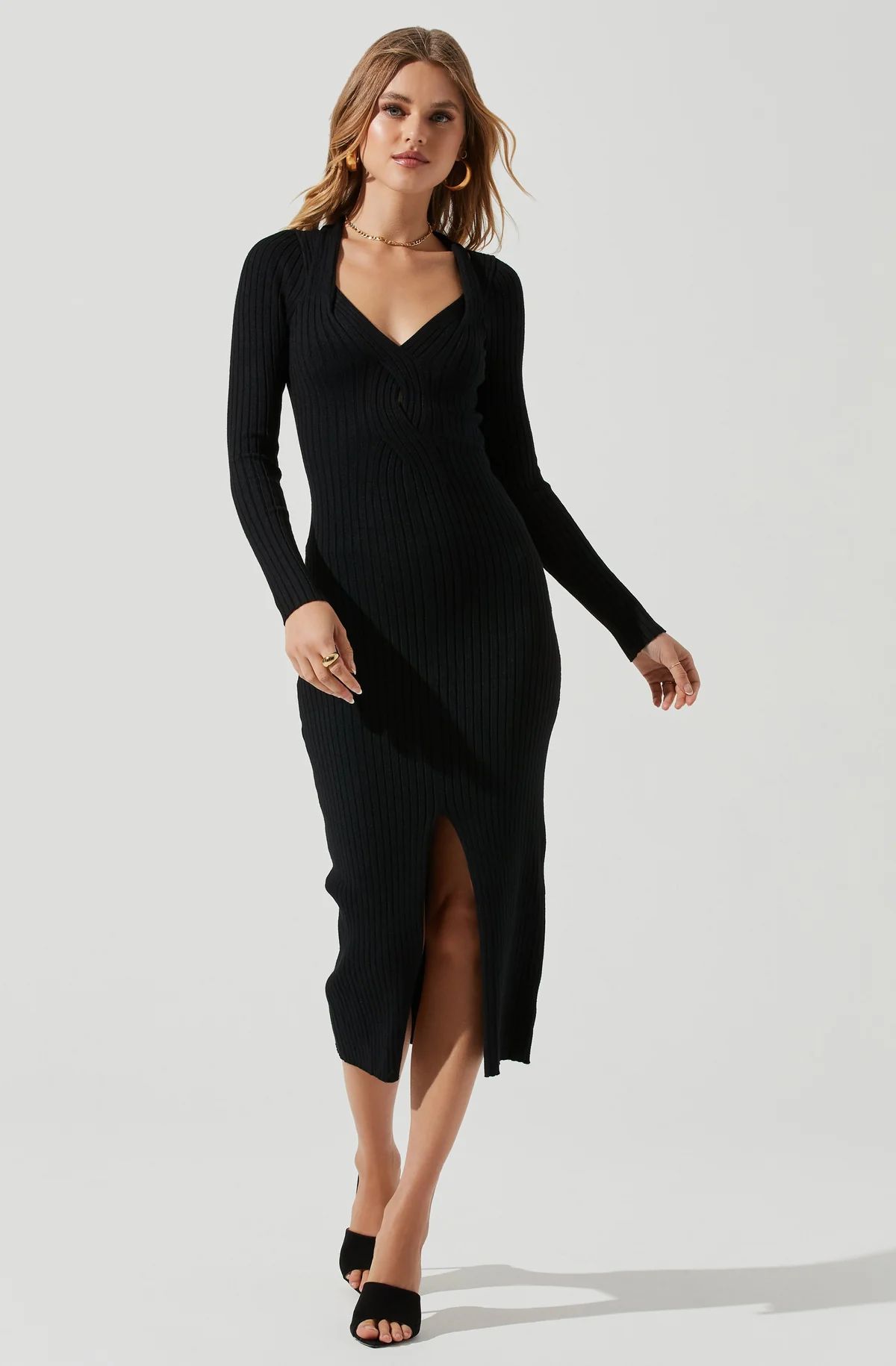 Long Sleeve Twist Front Sweater Dress | ASTR The Label (US)