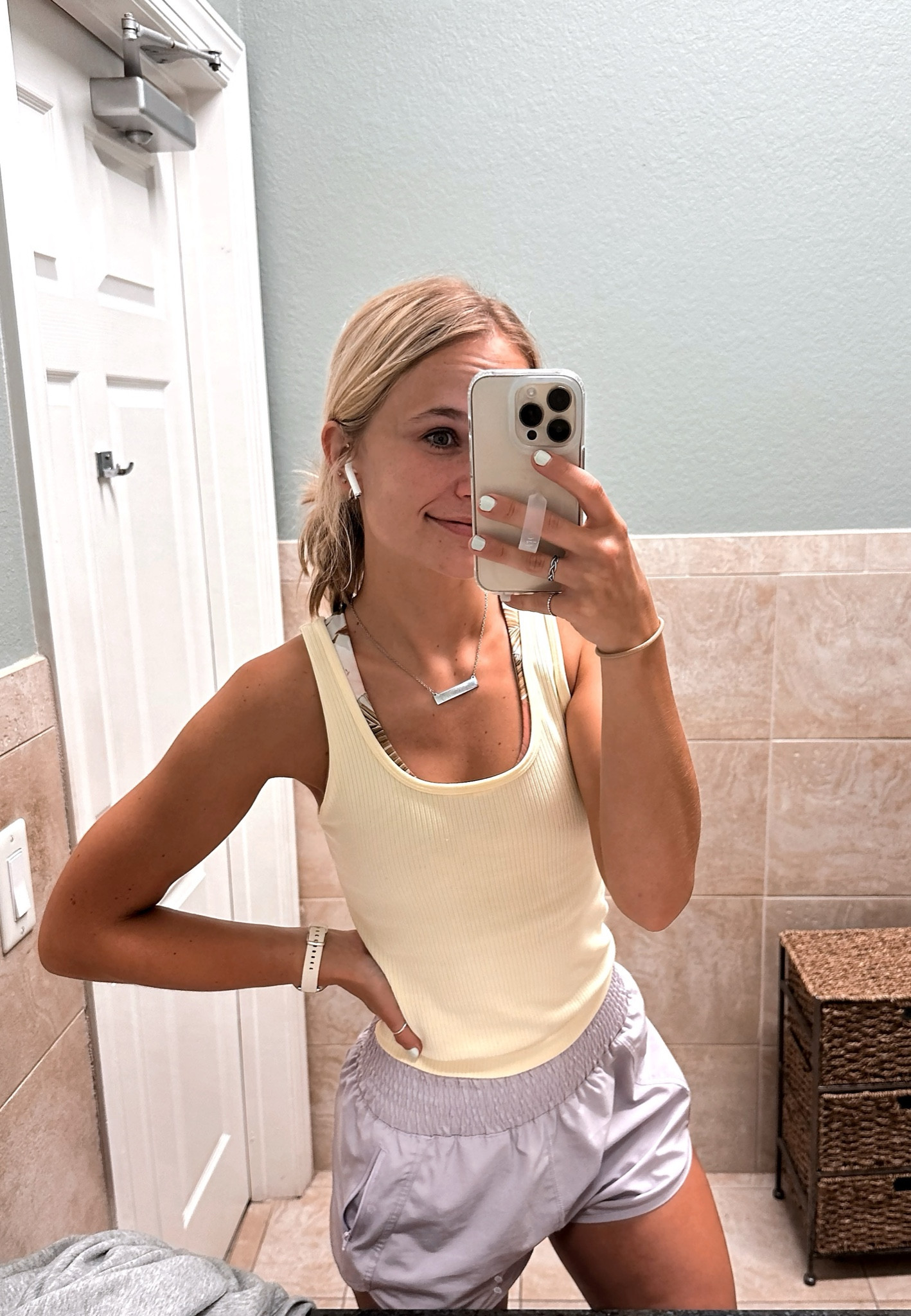 These Target tanks are my fav right now for everyday wear + working out ⚡️💛 fits TTS - wearing size small! 

Shorts : Amazon 🫶🏼 fit TTS!! I’m wearing size small 💜 