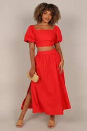 Heidi High Waisted Maxi Skirt - Red | Petal & Pup (US)