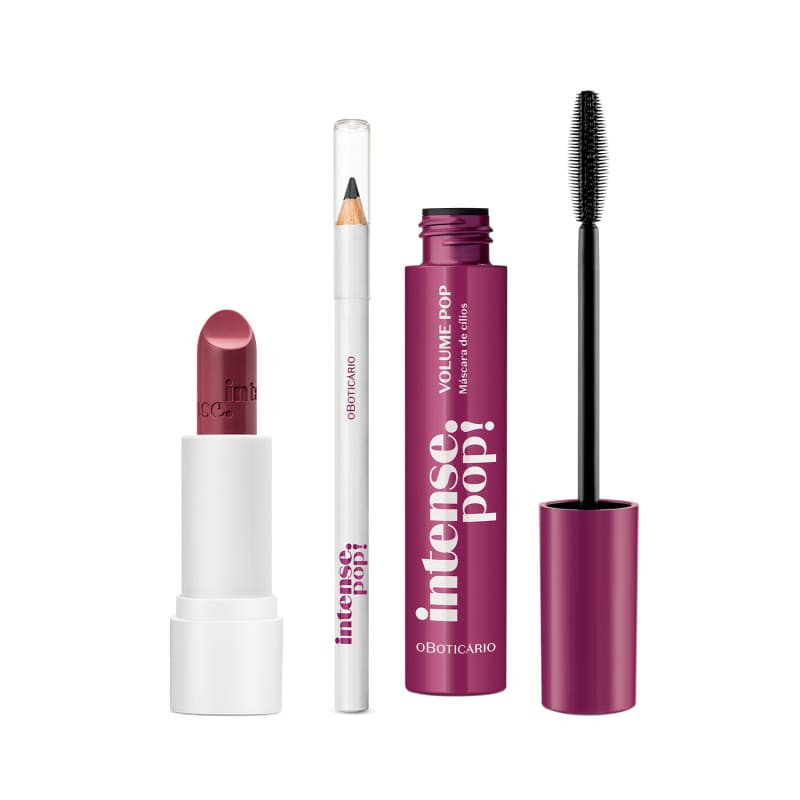 Combo Presente Intense: Lápis Para Olhos 1,1g + Máscara De Cílios 10g + Batom Rosa 3,6g | oBoticario (BR)