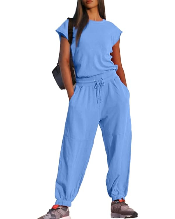 Glamaker Women's Casual Sleeveless One Piece Jumpsuits Loose Open Back Workout Onesie Summer Outf... | Amazon (US)