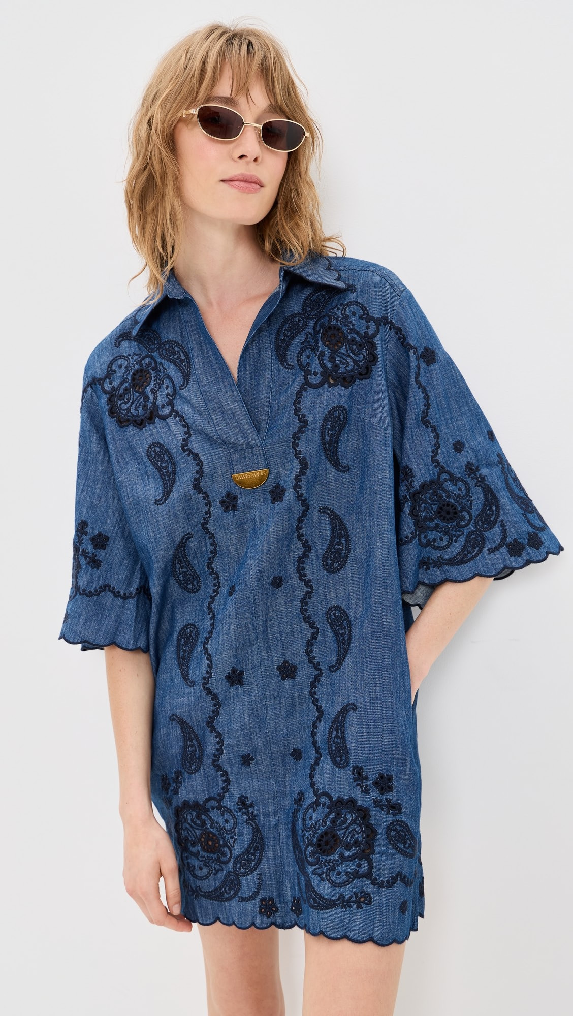 Aster Embroidered Denim Mini Dress | Shopbop