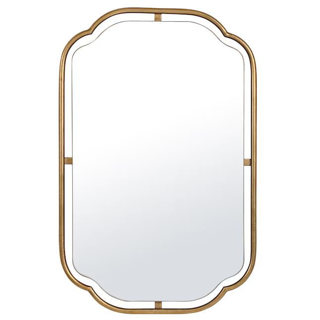 allen + roth 21.625-in W x 34.63-in H Oval Gold Framed Wall Mirror | Lowe's