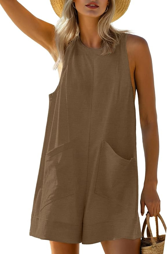 Women’s Summer Romper Casual Sleeveless Shorts Romper Loose Jumpsuit Overall for Women 2025 Out... | Amazon (US)