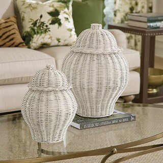 Ginger Jar Basket with Whitewashed Wicker & Removable Lid | Ballard Designs, Inc.