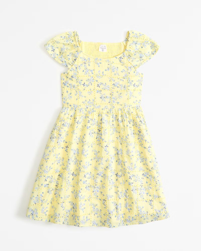 girls flutter sleeve embroidered mini dress | girls | Abercrombie.com | Abercrombie & Fitch (US)