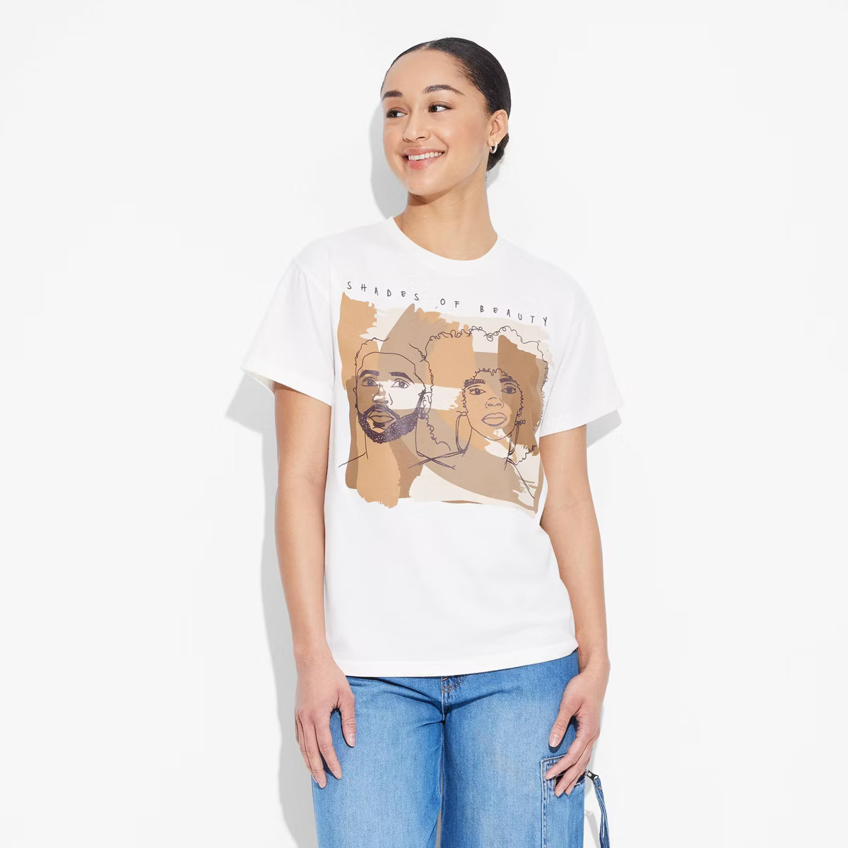 Women's Two Shaded Beauty Short Sleeve Graphic T-Shirt - Off-White | Target