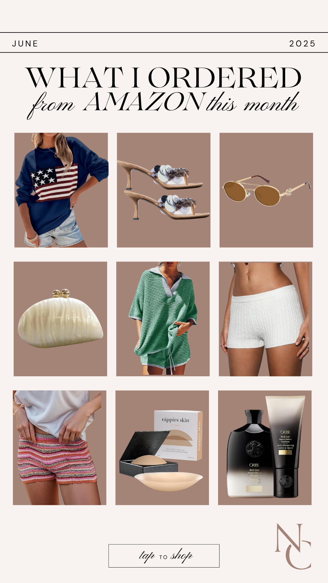 My top faves that I've ordered from AMAZON so far this month, some are repeats, somre are new, BUT ALL ARE AMAZING!  I only share the good stuff!
xx

Nicole Colee, Amazon, Oribe, Hair Care, Sweater Shorts, American Flag Sweater, Jimmy Choo dupe, nippies, nipple covers, sweater sets, miu miu sunglasses 

 #LTKSummerEdit #LTKSaleAlert #LTKStyleTip