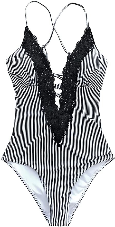 CUPSHE Fashion Women's Ladies Vintage Lace Bikini Sets Beach Swimwear Bathing Suit | Amazon (US)