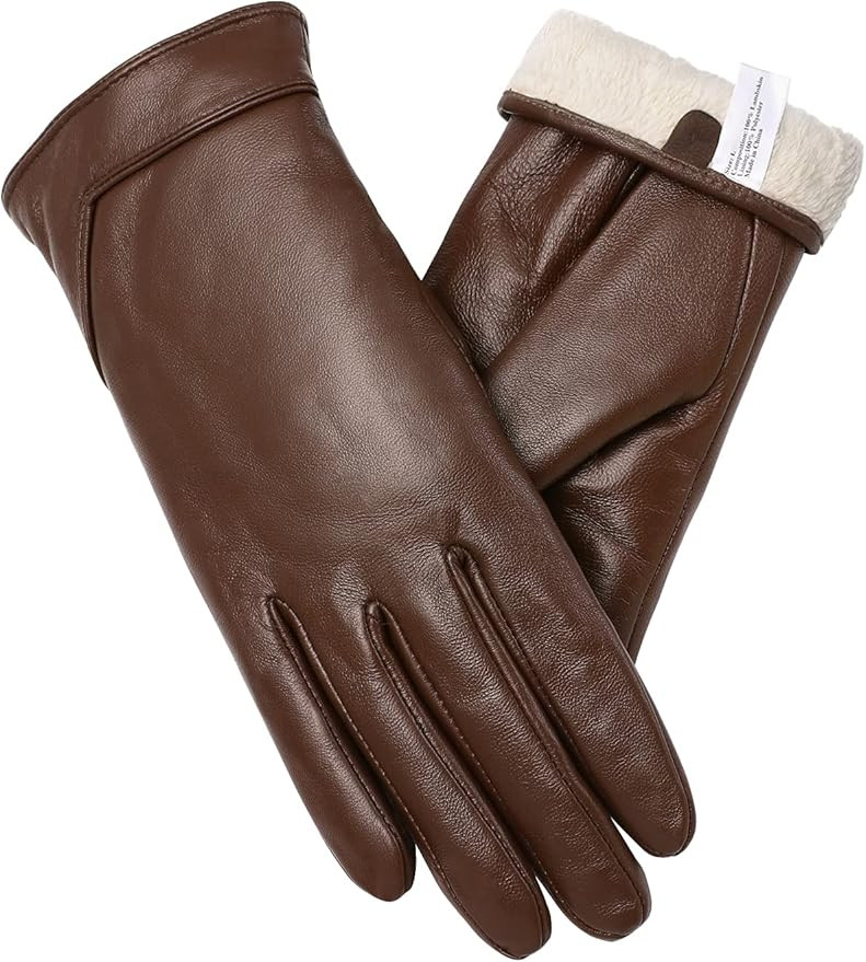 Vislivin Womens Leather Gloves Touch Screen Winter Glove Warm Driving Gloves | Amazon (UK)