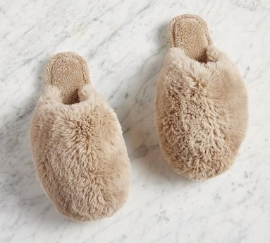 Alpine Faux Fur Slippers | Pottery Barn | Pottery Barn (US)