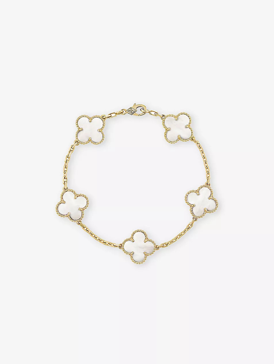 VAN CLEEF & ARPELS Vintage Alhambra gold and mother-of-pearl bracelet | Selfridges