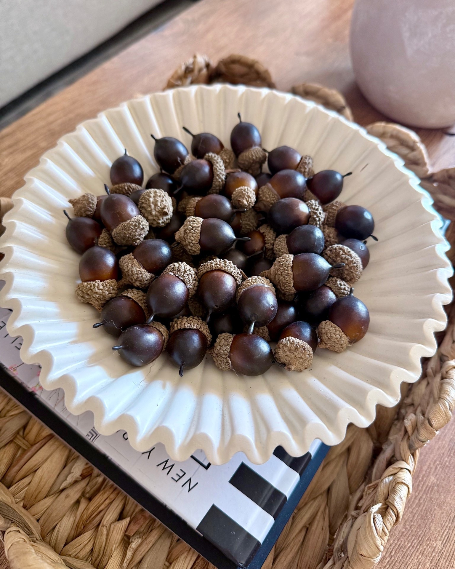 This simple yet elegant fall decor is perfect for a coffee table. Ruffle bowl from Walmar, just under $12 and the acorns are from Amazon, 50 pieces in a bag. Also $12. I intend to  use them for Thanksgiving and Christmas too. 



Thanksgiving table decor, fall table decor, acorns, ruffle bowl, affordable fall decor, fall decor under $15, budget friendly decor, Amazon fall decor 
#falldecor
#coffeetable

#LTKFindsUnder50 #LTKStyleTip #LTKHoliday

#LTKSeasonal #LTKSaleAlert #LTKHome