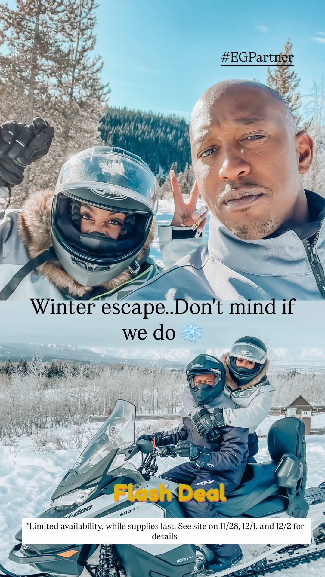 #EGPartner 
Whether it’s Black Friday, Cyber Monday, or Travel Tuesday… make it a snow day ❄️ Because all hit different when you’re doing it from the mountains of Teaton. We spent the weekend pretending we’re pro snowmobilers (we’re not lol), but at least our outfits understood the assignment. Don’t walk, slide over to Expedia NOW! 

Limited availability, while supplies last. See site on 11/28, 12/1, and 12/2 for details.



#LTKCyberWeek #LTKHoliday #LTKTravel