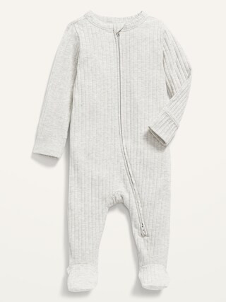Fold-Over Mitten Rib-Knit Footed One-Piece for Baby | Old Navy (US)