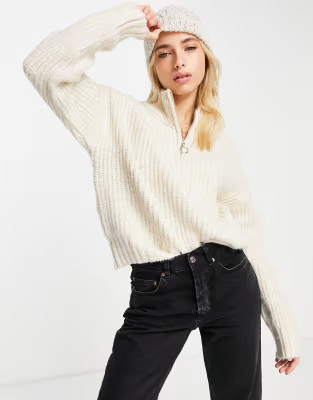 Stradivarius half zip sweater in beige heather | ASOS (Global)