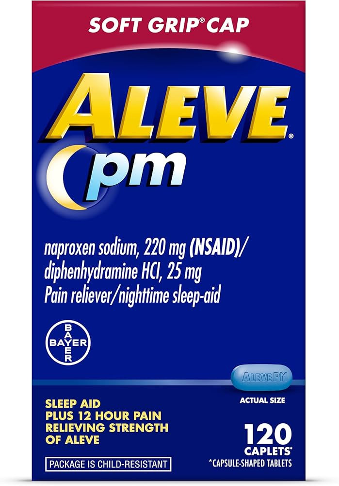 Aleve PM Sleep Aid Plus Pain Reliever Caplets, Naproxen Sodium & Diphenhydramine HCl, Nighttime, ... | Amazon (US)