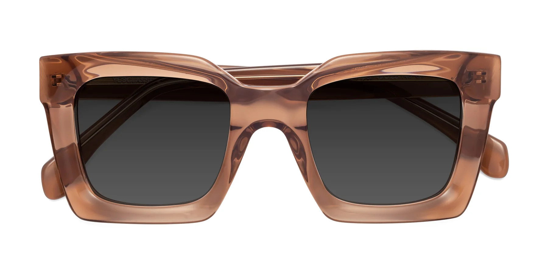 Caramel Oversized Acetate Square Tinted Sunglasses with Gray Sunwear Lenses - Piper | Yesglasses