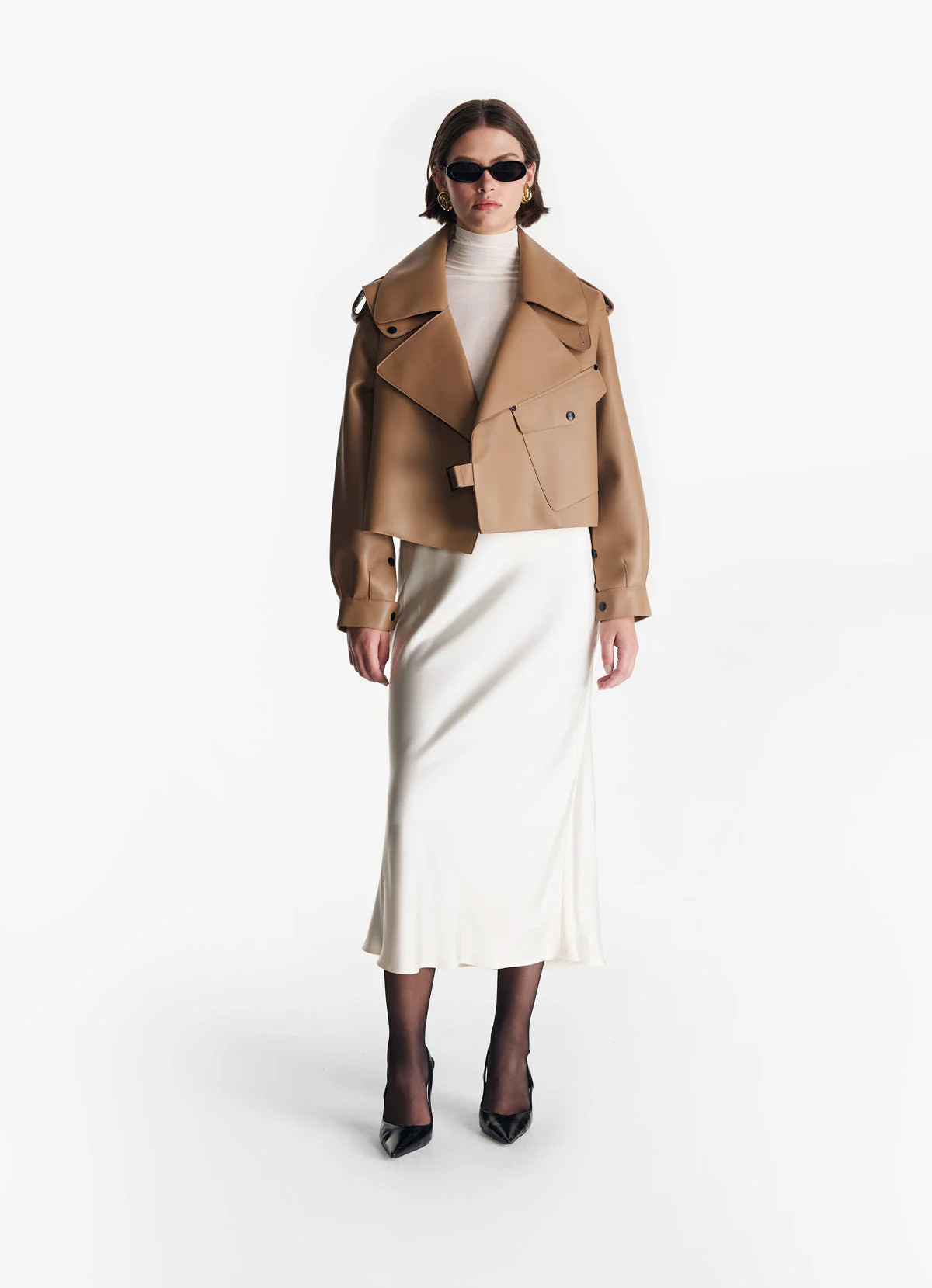 Classic Nude Oversized Leather Jacket | DE SAVARY LONDON