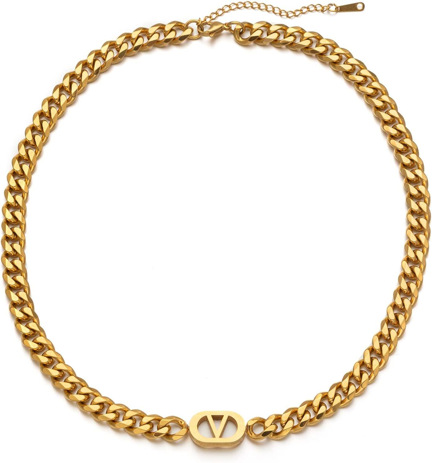 Yarpiany Gold Cuban Link Necklace for Women 18K Gold Plated Cuban Chain Women Gold Necklaces Clas... | Amazon (US)