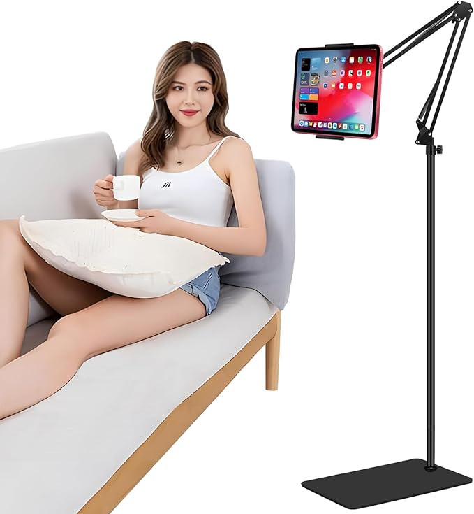 Tablet Floor Stand, Adjustable Universal 360-degree Rotatable Metal Tablet Holder, Compatible wit... | Amazon (US)