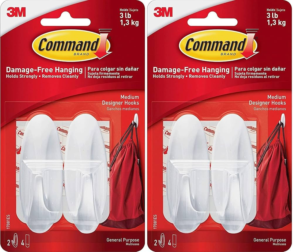 Command Designer Hooks BP1PTF, Medium, White, 4-Hooks | Amazon (US)