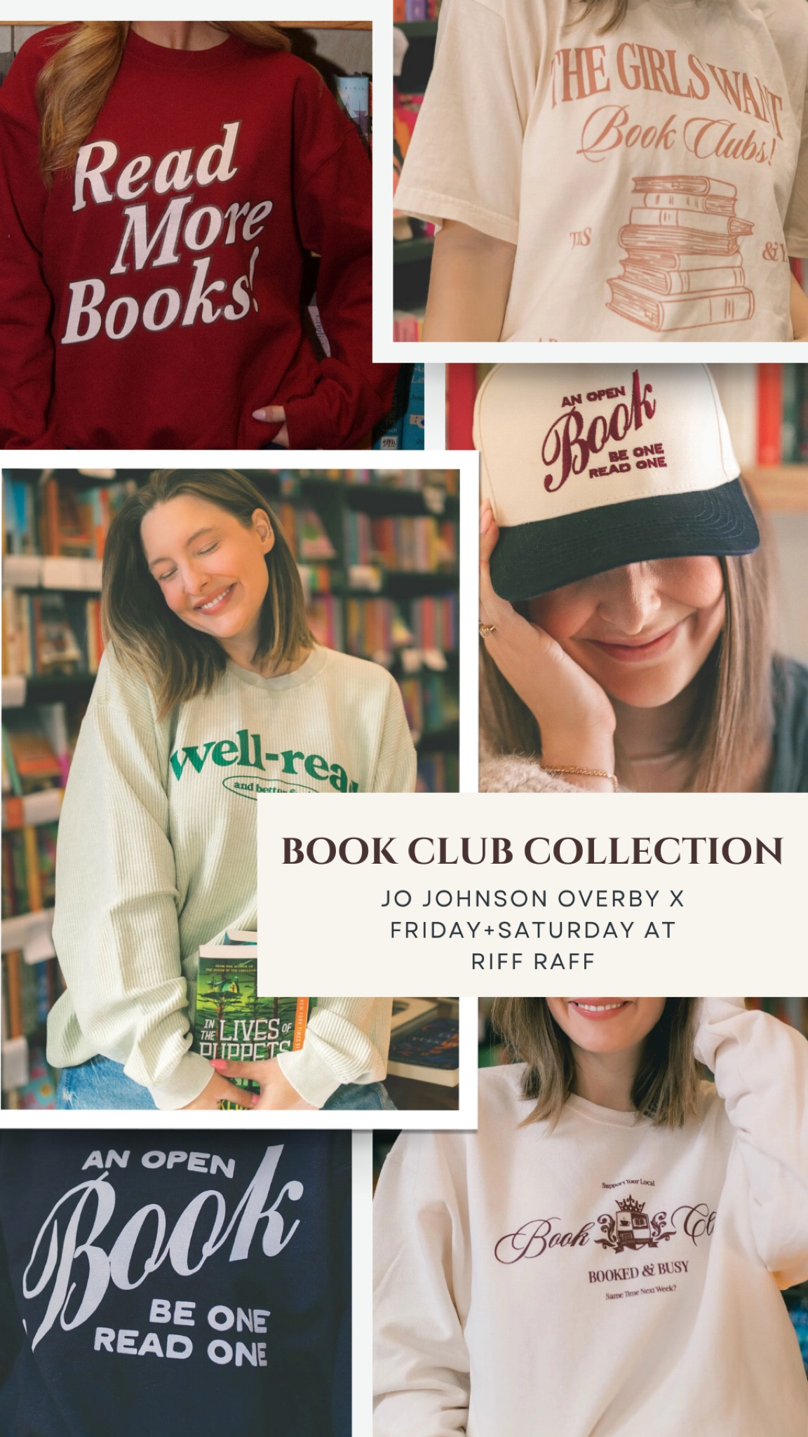 Book Club Collection! 📚
My fall collaboration with Friday+Saturday at Riff Raff is all about my love of reading! Book girlies, this one’s for you! Use code JO15 for a discount 🫶🏼

I’m 5’9” and wearing an XL in everything. 