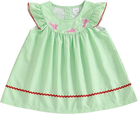 Toddler Baby Girl Easter Outfit Bunny Smocked Dress Ruffle Sleeve A-line Princess Dresses Infant ... | Amazon (US)