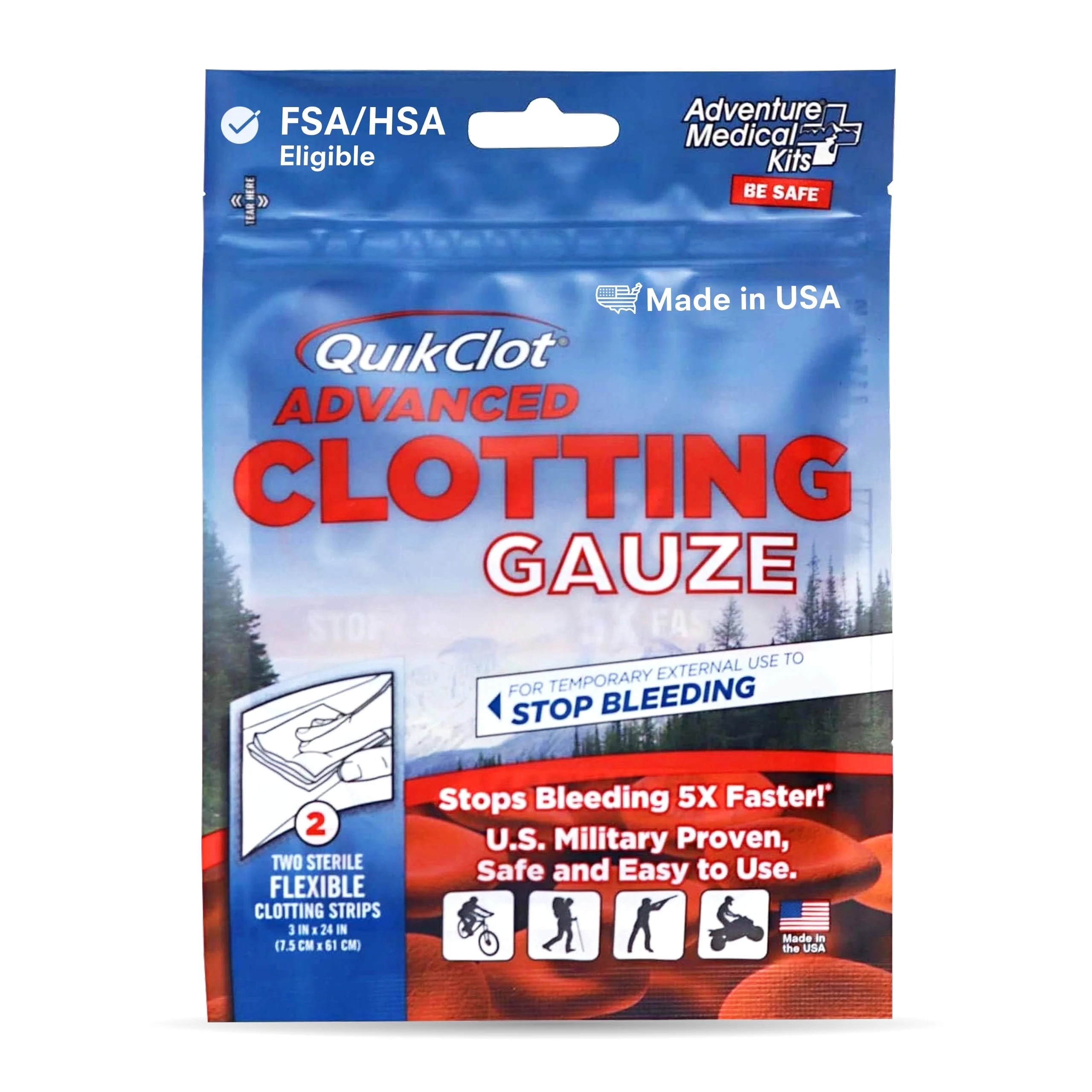 Adventure Medical Kits QuikClot Advanced Clotting Gauze - Stops Bleeding Up to 5x Faster Than Sta... | Walmart (US)