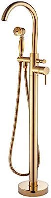 Senlesen Floor Mounted Tub Filler Faucet with Handshower Gold Polished | Amazon (US)