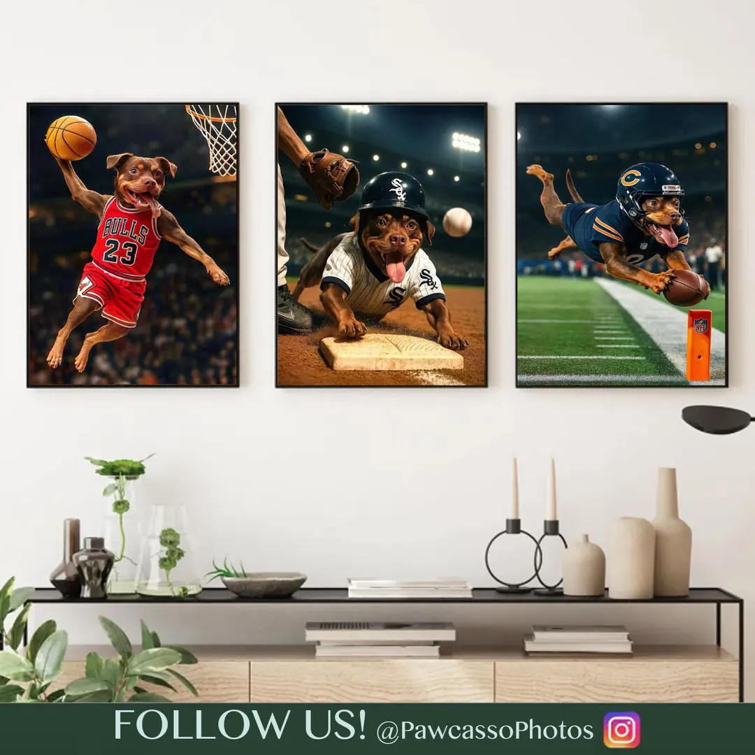 Customized Pet Sports Portrait, Custom Pet Photo, Any Pet in Team Colors, Sporty Pet Wall Art, Sp... | Etsy (US)